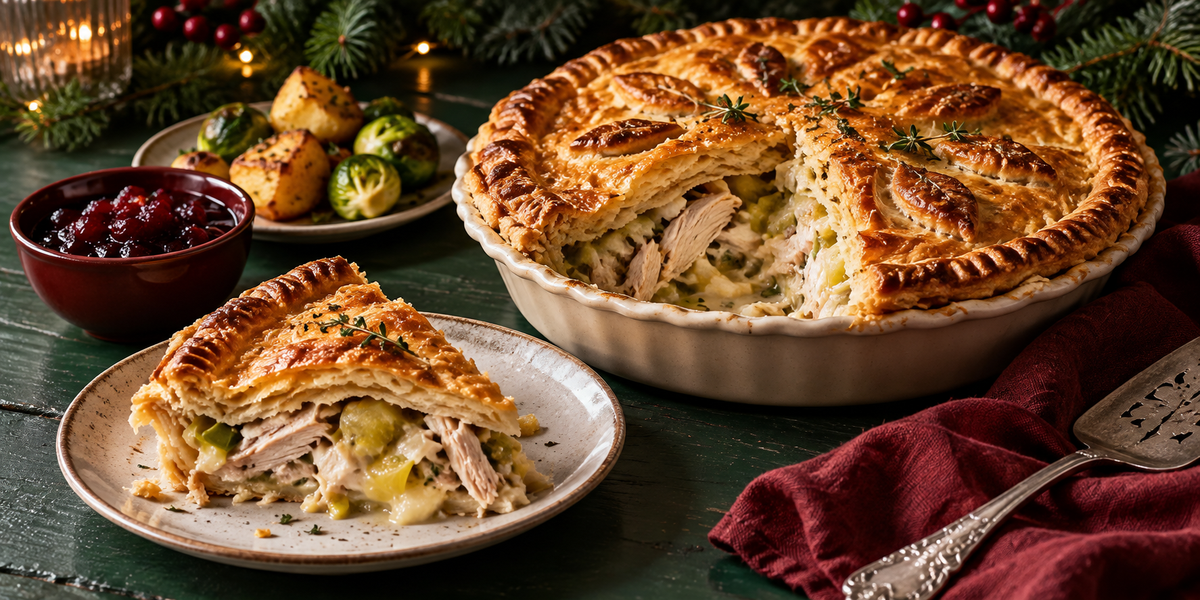 christams turkey pie with broth