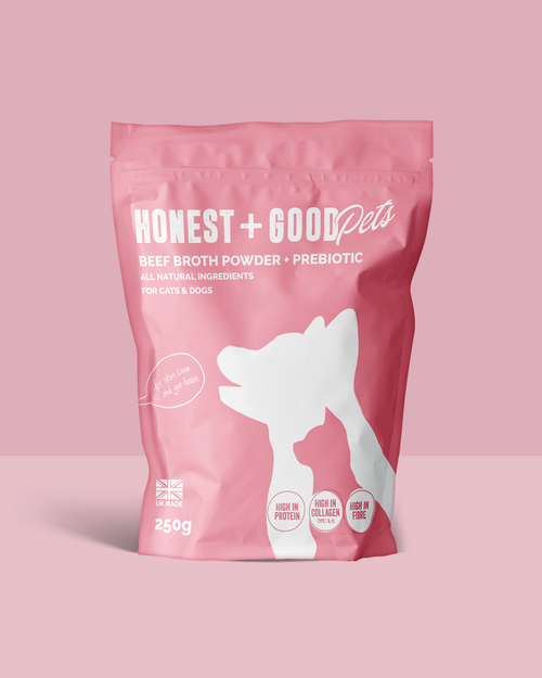 Honest + Good Pets Beef Broth + Prebiotic pouch for dogs and cats, 250g
